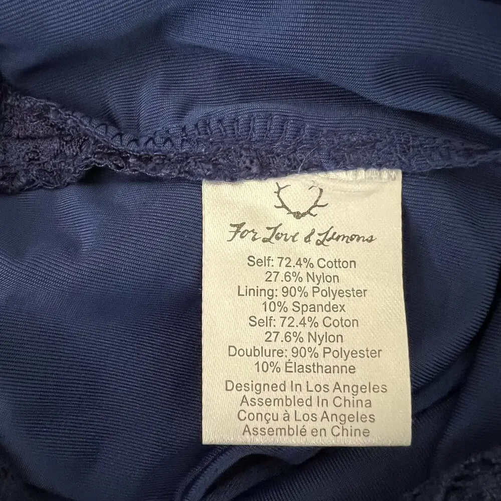 For Love and Lemons Midnight Blue Lace Mini Skirt Size Small